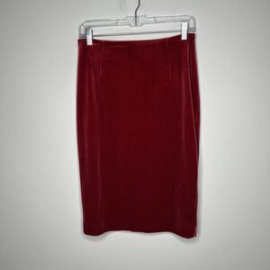 White House Black Market Skirt Womens 4 Red Velvet Pencil Stretch Valentines Day
